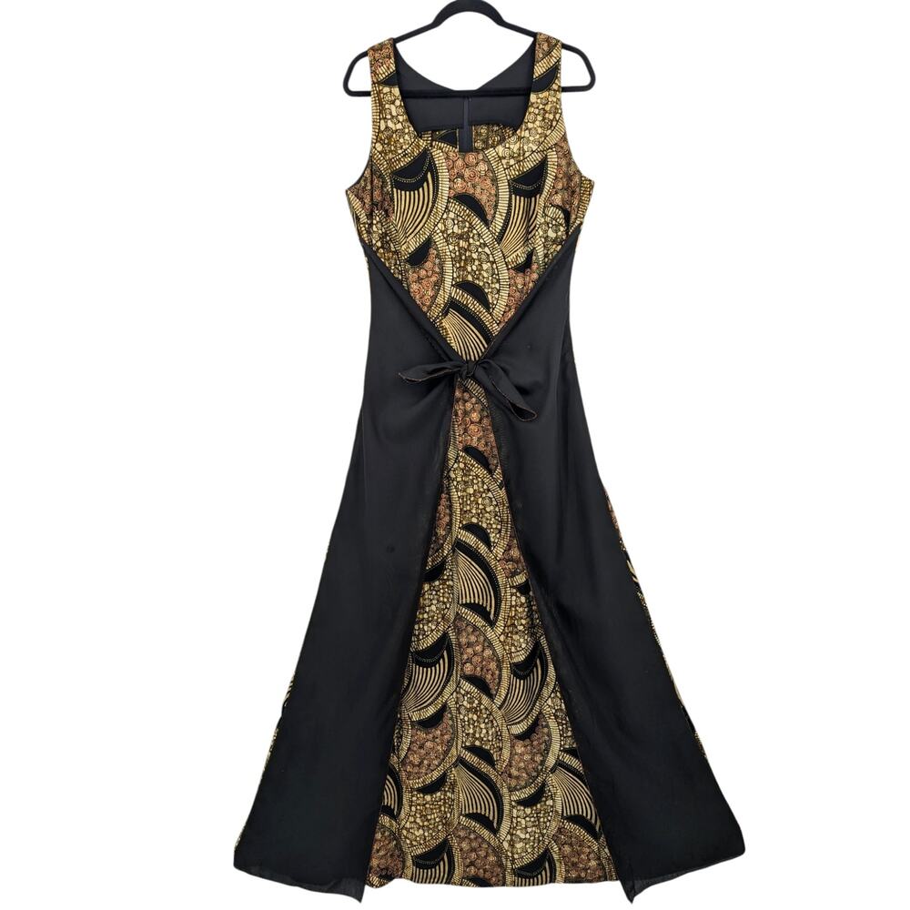 Extraordinary AFRICAN PRINCESS DRESS Metallic Copper & Gold Batik Fabric X-Tall!